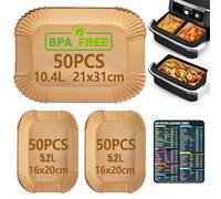 150 Piezas Papel Freidora Aire, Papel para Air Fryer Cosori Dual Blaze TwinFry 10 L/Ninja Air Fryer AF500EU 5,2-10,4 L/Cecotec Cecofry Dual 9000 9 L, 10 L y 11 L, Accesorios Airfryer
