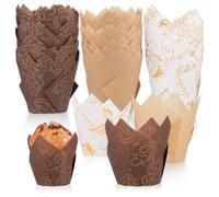 150 Piezas Tazas de Papel de Pastel de Tulipán, Vasos para Hornear Magdalenas de Papel, Envoltorios Moldes cupcakes Magdalenas, para Horneado, Cafeterías, Pastelerías, Magdalenas