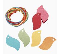 150 Premium Italiano Brillante Papel Etiquetas de Regalo con Cordel - 5 Assorted Colores Bookmarks para Boda Regalo Navidad Agradecimiento Note - Leaf