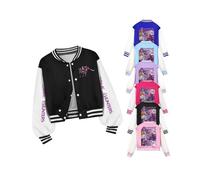 (150,Rose Red)Girls KPop Demon Hunters Baseball Jersey Jacket Coat Kids Top A
