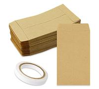 150 Sobres Papel Pequeños con Cinta Adhesiva de Doble Cara, LAMXD Sobres de Semillas 10 x 6 cm (3,9 x 2,4 pulgadas) Marrón