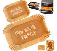 150 unidades de papel de horno para freidora de aire caliente Ninja AF500EU AF500EUCP, Cecotec 9000, papel de horno rectangular para freidoras Flex Drawer Dual Zone 5.2L, 10L y 10.4L diferentes