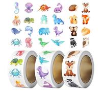 1500 Pcs Pegatinas Recompensa Animales para Niños,Stickers Decorativos Infantiles Acuarela,Sticky con Temática Vida Marina Rollo,Calcomanías Alegres Dinosaurio para Scrapbooking,Escuela,DIY Manualidad