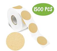 1500 pegatinas de Kraft marrón natural, etiquetas redondas en blanco con puntos adhesivos permanentes de Kraft y una línea de perforación para manualidades, organización y uso personal y comercial