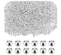 1500 perlas pequeñas de 3 mm redondas espaciadoras plateadas mini perlas de metal de acero inoxidable con agujero para pulseras, collares, accesorios de fabricación de joyas