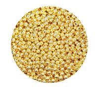 1500 Piezas 4mm PequeñAs Metal Cuentas Espaciadoras Redondas Cuentas Redondas Chapadas En Metal Para JoyeríA Pulseras Collar Manualidades DecoracióN (Oro)