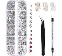 1500 Piezas Diamantes de Uñas,Cristales para Uñas,Gemas de espalda plana,6 Tamaños Piedras Maquillaje,Con Pinzas De Recogida y Pluma Punteadora,para Manualidades en Uñas y Cara