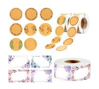 1500 Piezas Pegatina Kraft Etiqueta Adhesiva, Flores Autoadhesivas de Etiquetas, Etiquetas de Pegado de Flores para Latas de Mermelada, Latas de Especias, Bolsas de Regalo, Sobres