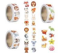 1500 Piezas Pegatinas Animales Rollo, Pegatinas Recompensa,3 Rollo Alabanza Reward Sticker, para Scrapbooking Regalos Escuela DIY,Redondas Recompensa del Maestro