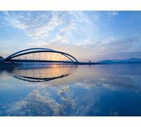 1500 Piezas Puzzle,Juegos de Rompecabezas para Juego Familiar - Atardecer en el Puente del río 87x57cm