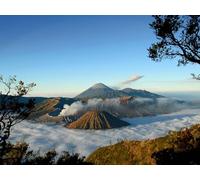 1500 Piezas Puzzle,Puzzles para Adultos - Montañas volcanes Niebla 87x57cm
