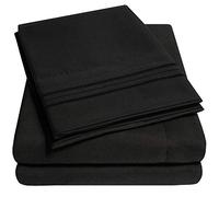 1500 Supreme Collection California King Sheet Sets Black - Luxury Hotel Bed Sheets and Pillowcase Set for California King Mattress - Extra Soft, Elastic Corner Straps, Deep Pocket Sheets Black