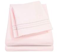 1500 Supreme Collection Full Sheet Sets Pale Pink - Luxury Hotel Bed Sheets and Pillowcase Set for Full Mattress - Extra Soft, Elastic Corner Straps, Deep Pocket Sheets, Full Pale Pink