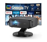[1500ANSI/Google TV/control de voz] Proyector inteligente con WiFi y Bluetooth, soporte nativo 1080P 4K, enfoque automático y Keystone, proyector de películas portátil para exteriores con soporte