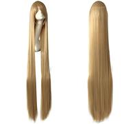 150cm de largo recto rubio naranja amarillo aripot dorado peluca de cosplay Cabello sintético mujeres 59"de largo beige pelucas de cosplay + gorro de peluca peluca larga y recta común 19