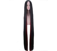 150cm Land of the Lustrous Bort 59"Súper largo Lacio Negro Rojo Pelo sintético Central Parting Cosplay Peluca para fiesta PL-090