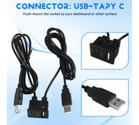 150Cm Montaje Empotrado de Salpicadero de Coche 2 Usb Port Panel Auto Dual Usb-Tipo C Adaptador de Cable de ExtensióN para