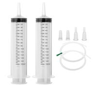 150ml Jeringa de Plástico Grande con Catéter, 2 Piezas Jeringa de Líquido Reutilizable, Jeringuilla Embalaje Independiente, Jeringa de Plástico sin Aguja para Alimentación de Mascotas Industria