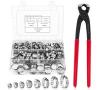 150pcs Abrazaderas de Manguera de Una Sola Oreja, Abrazaderas de Manguera Sin Escalonamiento de 6-23,5 mm con Pinza de Oreja, Herramientas de Pellizco de Crimpado