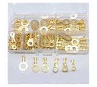 150PCS Ring Lugs Ring Eyes Copper Crimp Cable Connector Non-Insulated M3/M4/M5/M6/M8/M10 Assortment Kit