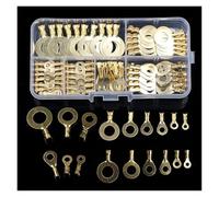 150PCS Ring Lugs Ring Eyes Copper Crimp Cable Connector Non-insulated M3/M4/M5/M6/M8/M10 Assortment Kit