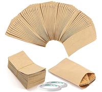 150pcs Sobres Papel Kraft 6x10cm, VEGCOO Sobres Marrones Pequeños, Paquetes de Semillas, Sobre de Papel Kraft Vintage para Monedas Joyas Semillas Caramelo - Con Cinta de Doble Cara