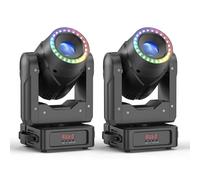 150W Moving Head - Luz de escenario RGBW LED Gobo Luz Dmx512 Spot Zoom Luz de Fiesta con Efecto de enfoque de 13°-15° 7 Patrón 7 Colores 3 Prisma para Escenario Disco DJ Bar Fiesta Navidad 2PCS