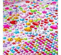 1510 unidades de brillantes autoadhesivas, pegatinas con purpurina, autoadhesivas, para pegar piedras preciosas, para niños, manualidades, tarjetas de felicitación, en diferentes tamaños