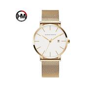 (151B-WJJ) Reloj clásico de diseño Bauhaus para hombre, de cuarzo japonés azul oscuro, resistente al