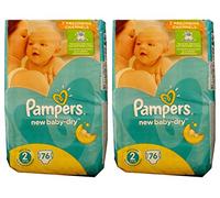 152 (2 x 76) PAMPERS Pañales New Baby de Dry Talla 2, 3 - 6 KG, algodón suave