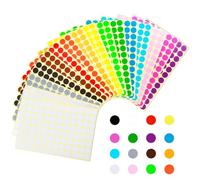 1536 Pegatinas Redondas de 15 mm en 16 Colores Vibrantes, Puntos Adhesivos Ideales para Oficina, Escuela, Calendario y Tarjetas, Papel de Cobre con Revestimiento Resistente