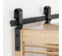 153cm/5FT Herrajes Puertas Correderas Plegable Rieles Kit Puerta Corredera Negro para 2 Puerta Corredera Madera 74cm Ancho
