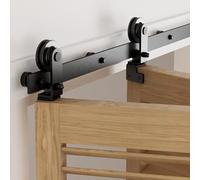 153cm/5FT Herrajes Puertas Correderas Plegable Rieles Kit Puerta Corredera Negro para 2 Puerta Corredera Madera 74cm Ancho T Ruedas