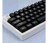 154 teclas WOB Keycaps, teclas PBT minimalistas en blanco y negro, teclas Cherry Profile Double Shot, juego de teclas personalizadas para teclado de diseño 60/75/84/104/108 (negro)