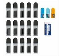 155 piezas Minas de repuesto para compás 2B, minas para compás con goma, mina de diámetro 2,0 mm, incluyendo 150 pcs minas de repuesto, 3 pcs sacapuntas, 2 pcs gomas para escuela oficina dibujo