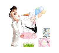 158 cm grandes anuncios de nacimiento con cigüeña traqueteante para exteriores, bonito juego de nacimiento con cigüeña traqueteadora, decoración de bienvenida para el hogar, impresión a doble cara