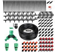 159pcs Sistema de Riego por Goteos, Queta Sistema de Irrigación con Manguera de 40M, Kit de Riego por Microgoteo Ajustable para Plantas de Jardín Cultivo de Invernaderos Atomización Enfriamiento