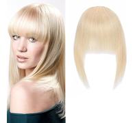 15cm SEGO Flequillos Postizos Grueso Pelo Natural Clip de Estilo Francés [##60 Rubio Platino] Extensiones de Cabello Humano Una Pieza Invisible (14g)