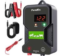 15KM Valla Eléctrica para Ganado Animales, Electrificador de Valla Eléctrica, Alta Potencia 12V/2.0J, Protección para Caballos Ovejas Aves de corral Granja Jardín Pastos(Negro Gris)
