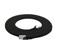 15m - CAT7 cable de red plano negro - 1 pieza 10 Gbit/s Cables de red Gigabit LAN piso flaco cable Patch compatible con compatible con CAT5 CAT6 CAT7 CAT8 Cat8 cinta Lan cable