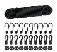 15m De Cuerda Elástica Segura, 5mm Cuerdas Elásticas Y Fijaciones,10 De Ganchos Elásticos, 10 Ganchos De Plástico para Cuerda Elástica,10 Cierres Elásticos De Plástico Lonas, Portaequipajes(5mm)