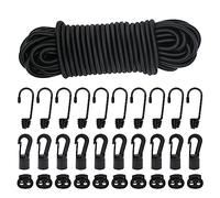 15m De Cuerda Elástica Segura, 6mm Cuerdas Elásticas Y Fijaciones,10 De Ganchos Elásticos, 10 Ganchos De Plástico para Cuerda Elástica,10 Cierres Elásticos De Plástico Lonas, Portaequipajes(6mm)
