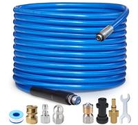 15m High Pressure Washer Drain 3000 PSI/180bar Hose Cleaning Kit Sewer Jetter Kit for Karcher K2 K3 K4 K5 K6 K7 Series & Bosch AQT Household Use Pressure Washer Blue