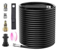 15M Kit de Manguera para Limpieza Tuberías, 180Bar Manguera Desatascadora con Boquilla de Chorro y Boquilla de Chorro Rotatoria, Adaptador para Karcher K2 - K7 Serie y LAVOR Lavadora a Presión
