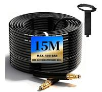 15M Manguera de Alta Presión Compatible con Modelos Kärcher K2/K3/K4/K5/K7. 400 Bar (5800 PSI), con conector rápido clic. Incluye cinturón de almacenamiento, ideal para coches, jardín y fachadas