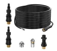 15M Manguera de Limpieza Tuberías para Karcher/LAVOR/Bosch Lavadora de Alta Presión, 180 Bar Desatascador Tuberías con G1/8" Boquillas rígidas + giratoria para Limpiador a Presión Accessoy