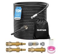 15M Manguera Desatascador Tuberias a Presion para Kärcher, Lavor, Bosch | 180Bar Limpia Tuberias, 2 Boquillas Fijas/Giratorias, 3 Adaptadores de Cobre para Kärcher K2 K3 K4 K5 K6 K7 HD HDS y Parkside
