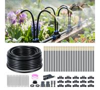 15M Sistema de Riego Jardín 360° Ajustable Kit de Riego por Goteo Automático Sistema de Riego por Goteos con 9mm Tubos y 30pcs Flexible Boquillas para Céspedes Granjas Invernadero Parterres Huerto