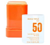 MALU WILZ SUN PROTECT STICK SPF 50 - Protector solar transparente para rostro y cuerpo, vegano y coral, hidratante con aceite de girasol y vitamina E, para todo tipo de piel