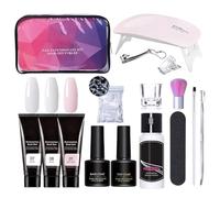 15ml Nail Extension Gel Kit, 3 Colors Nail Extension Set, Includes Slip Solution and UV Lamp, Professional Manicure Supplies, Ideal for Beginners, Do-It-Yourself Nails Art
